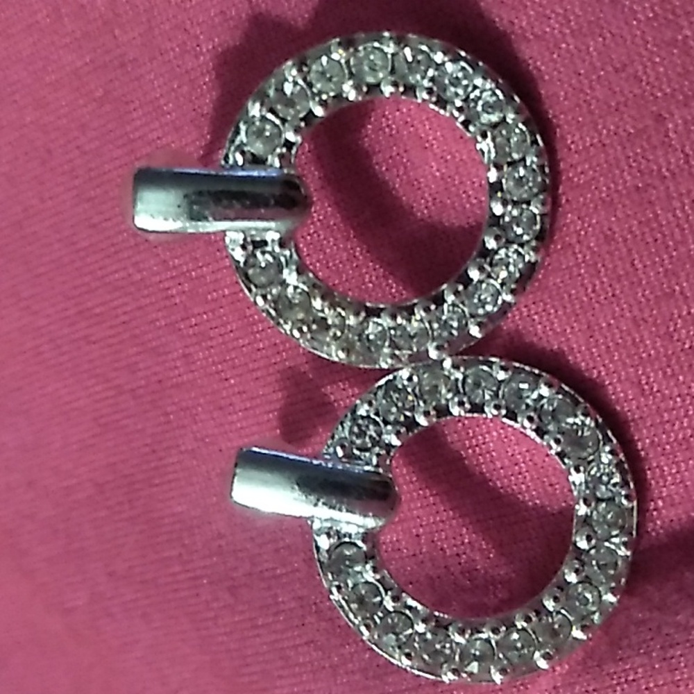 Vintage crystal and silver tone wreath earrings.